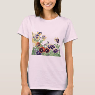 Vintage Japanese Pansy Flower Ukiyo-e Botanical T-Shirt