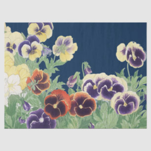 Vintage Japanese Pansy Flower Ukiyo-e Botanical Tissue Paper
