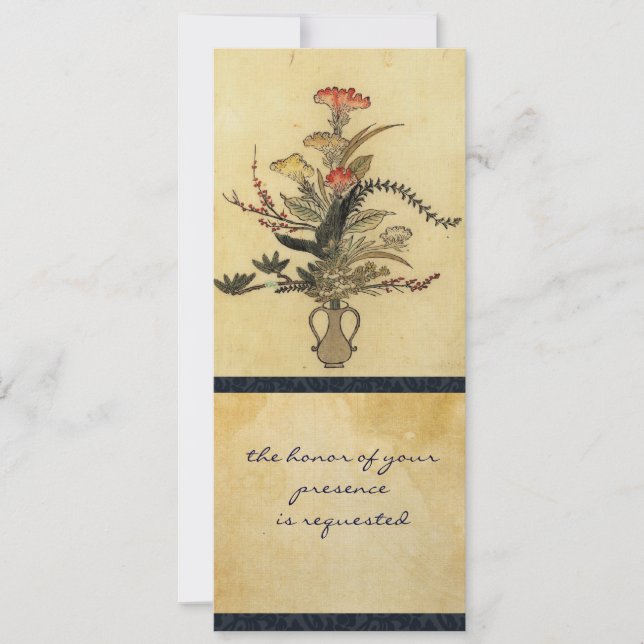 Vintage Japanese Parchment Tall Invitation (Front)