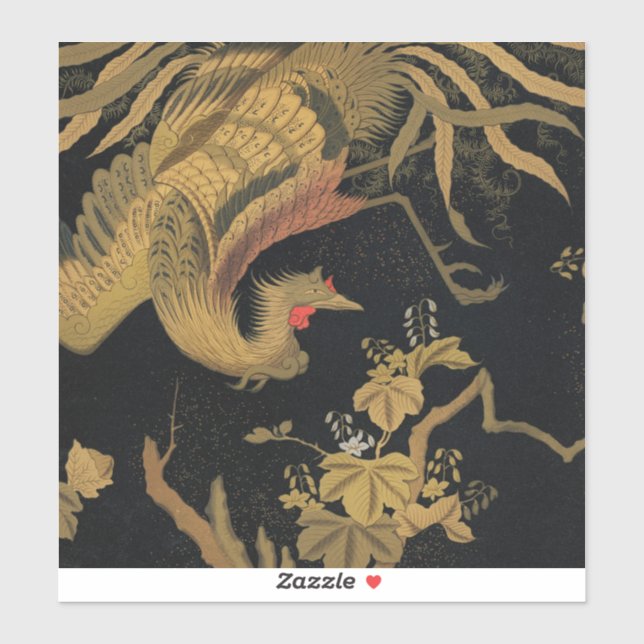 Vintage Japanese Phoenix Gold Black Bird (Sheet)