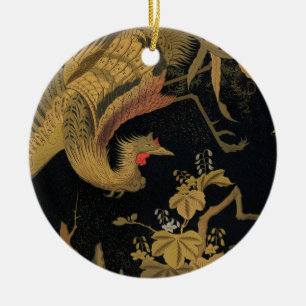 Vintage Japanese Phoenix Gold Black Bird Ceramic Tree Decoration