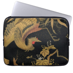 Vintage Japanese Phoenix Gold Black Bird Laptop Sleeve