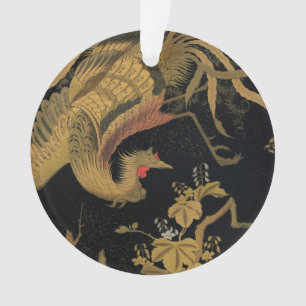 Vintage Japanese Phoenix Gold Black Bird Ornament