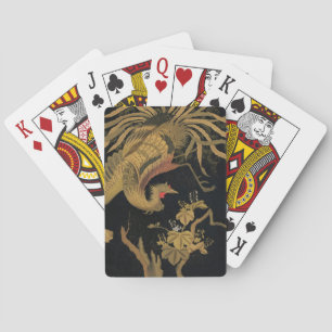 Vintage Japanese Phoenix Gold Black Bird Playing Cards