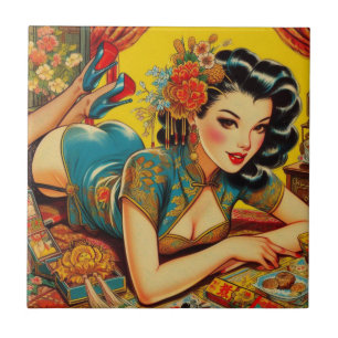 Vintage Japanese Pin Up Tile