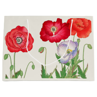 Vintage Japanese Poppy Botanical Art 1917 Large Gift Bag