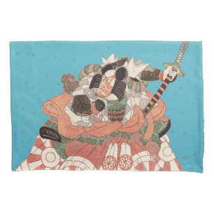 Vintage Japanese Portrait - Warrior with Sword Pillowcase