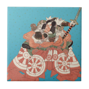 Vintage Japanese Portrait - Warrior with Sword Tile