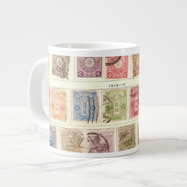 Vintage Japanese Postage Large Coffee Mug (Front Left)