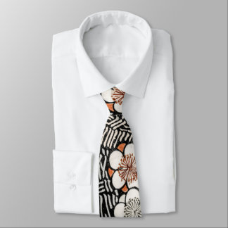 Vintage Japanese Print in Red, Black and White Tie