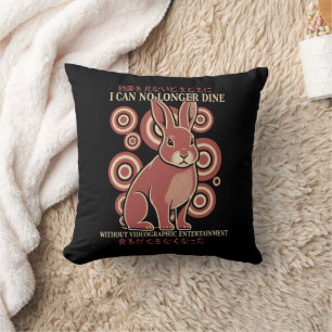 Vintage Japanese Rabbit Dining Video Meme Eclectic Cushion