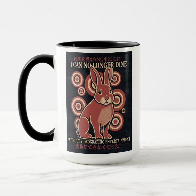 Vintage Japanese Rabbit Dining Video Meme Eclectic Mug (Left)
