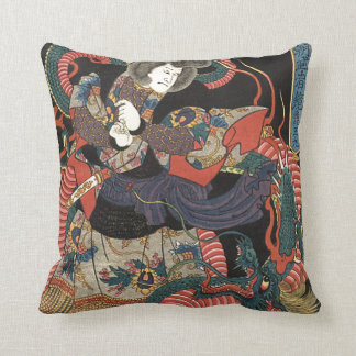 Vintage Japanese Red Dragon Cushion