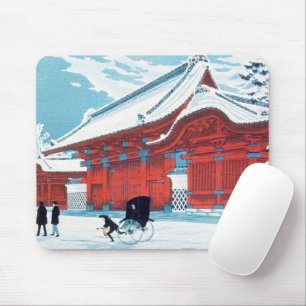 Vintage Japanese Red Gate in Winter Snow Art Mouse Mat
