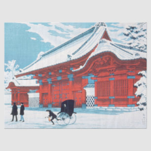 Vintage Japanese Red Gate in Winter Snow Art Tissue Paper