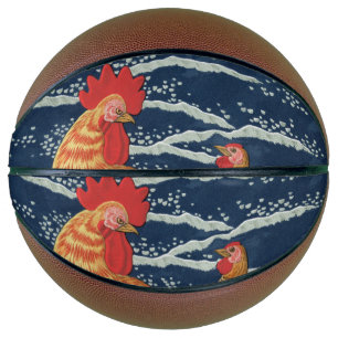 Vintage Japanese Rooster Hen Dragon Art Basketball