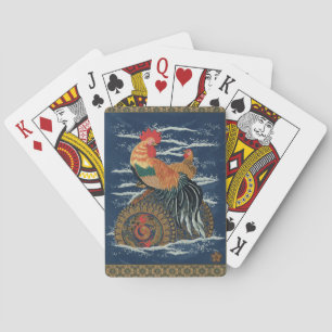 Vintage Japanese Rooster Hen Dragon Art Playing Cards