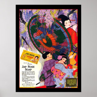 Vintage Japanese Rose Soap Advertising Poster