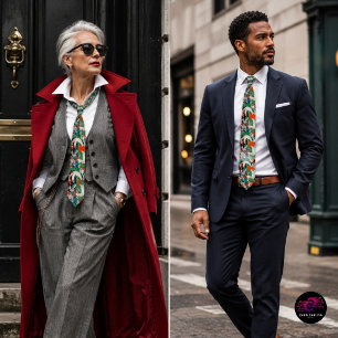 Vintage Japanese Sakura and Red Crowned Cranes Tie