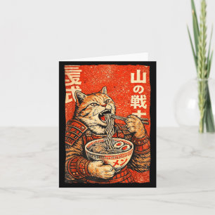 Vintage Japanese Samurai Cat Ramen Ukiyo-E Graphic Card