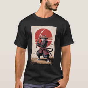 Vintage Japanese Samurai Cat Warrior T-Shirt