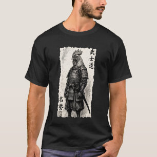 Vintage Japanese Samurai Chicken Warrior Sumi-e Ar T-Shirt
