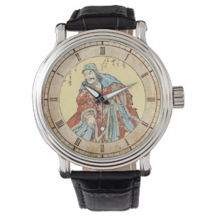 Vintage japanese samurai sketch tattoo Hokusai art Watch