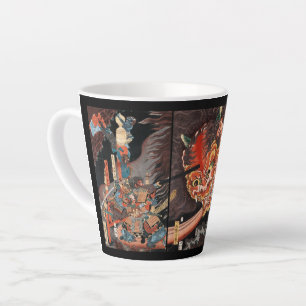 Vintage Japanese Samurai vs. Oni Latte Mug