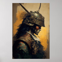 Vintage Japanese Samurai Warrior Art Print Poster