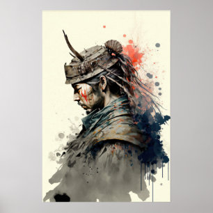 Vintage Japanese Samurai Warrior Art Print Poster