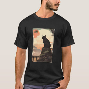 Vintage Japanese Scenery Kanji Writing Journey Bla T-Shirt