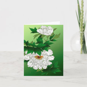 Vintage Japanese Sketch of Large White Peony Card