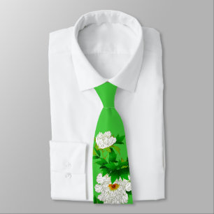Vintage Japanese Sketch of Large White Peony Tie