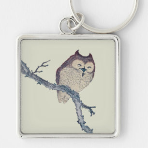 Vintage Japanese Sleeping Owl Key Ring