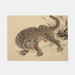 Vintage Japanese Spotted Leopard Scroll Doormat