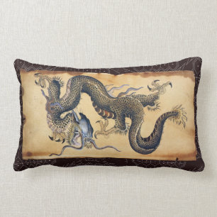 Vintage Japanese Tattoo Art Dragon Lumbar Cushion