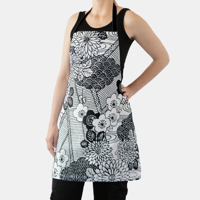 Vintage Japanese Textile, Floral Pattern Apron (Insitu)