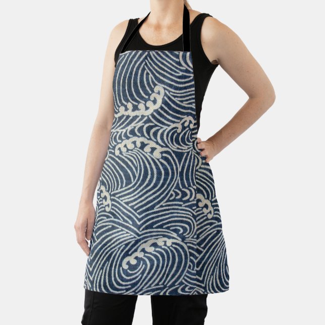 Vintage Japanese Textile, Wave Pattern Apron (Insitu)