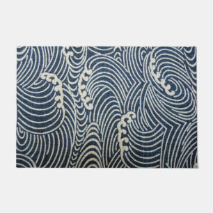 Vintage Japanese Textile, Wave Pattern Doormat