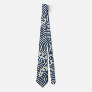 Vintage Japanese Textile, Wave Pattern Tie