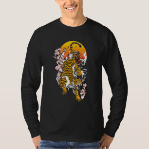 Vintage Japanese Tiger Traditional Asian Cherry Bl T-Shirt