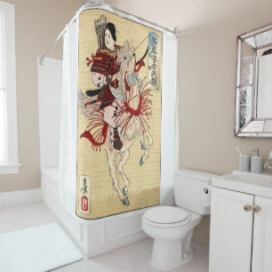 Vintage Japanese Ukiyo-e Art The female warrior Shower Curtain