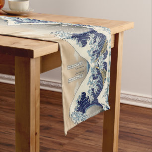 vintage japanese ukiyo e art the great wave medium table runner