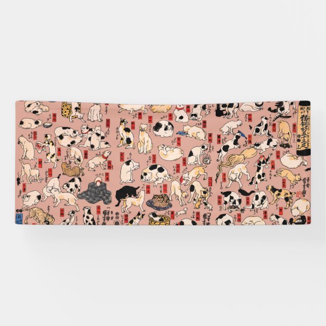 Vintage Japanese Ukiyo-e Cat Pattern: Kuniyoshi Banner (Horizontal)