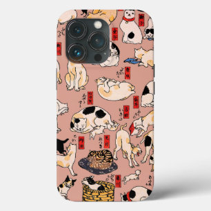 Vintage Japanese Ukiyo-e Cat Pattern: Kuniyoshi iPhone 13 Pro Case