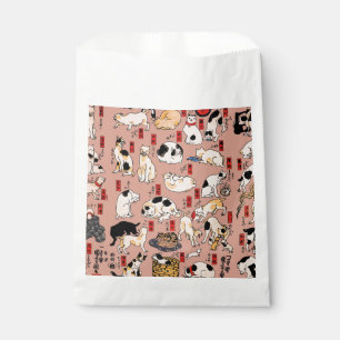 Vintage Japanese Ukiyo-e Cat Pattern: Kuniyoshi Favour Bags