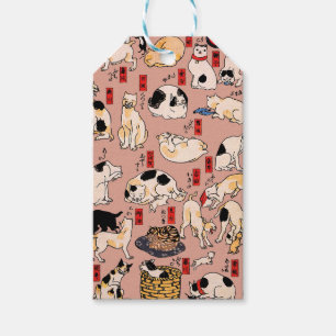 Vintage Japanese Ukiyo-e Cat Pattern: Kuniyoshi Gift Tags