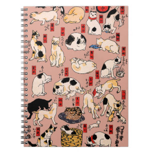 Vintage Japanese Ukiyo-e Cat Pattern: Kuniyoshi Notebook