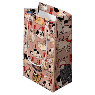Vintage Japanese Ukiyo-e Cat Pattern: Kuniyoshi Small Gift Bag