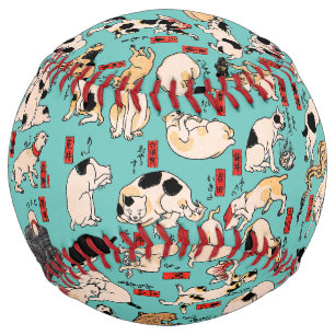 Vintage Japanese Ukiyo-e Cat Pattern: Kuniyoshi Softball